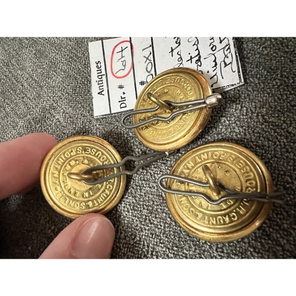 3 VTG ‎ 1" J.R.Gaunt & Sons Gold Military Buttons Rouses Pt. NY Made in England - Picture 3 of 6